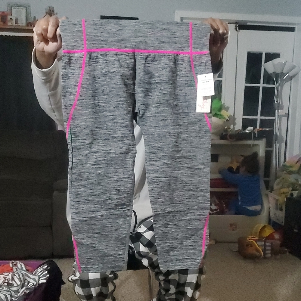 Kids Grey Leggings with Pink Accents